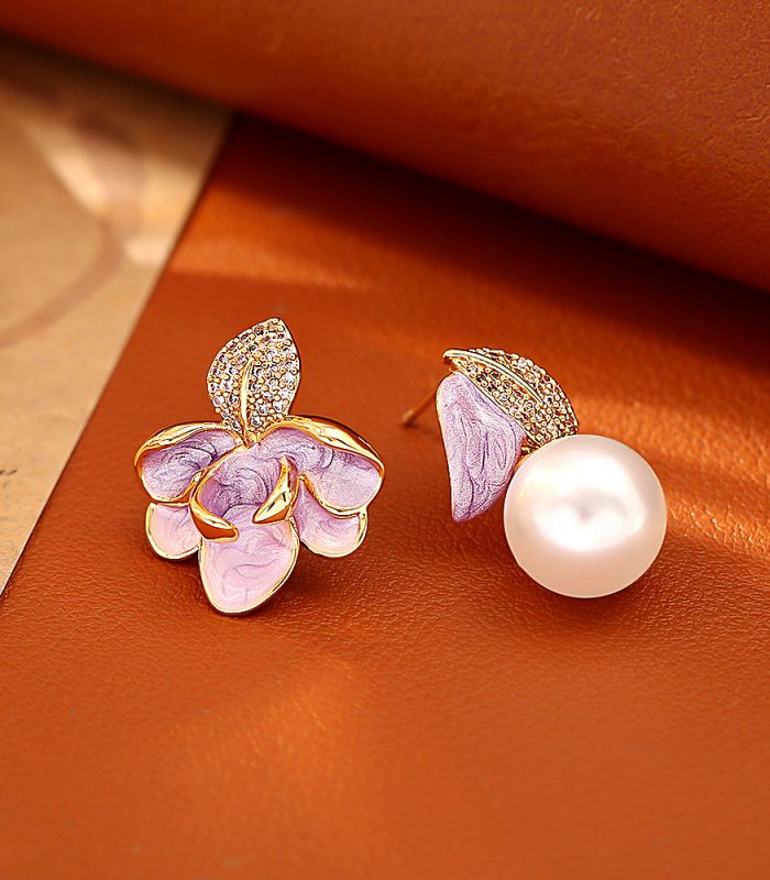 Moonlight Garden Floral Pearl Studs