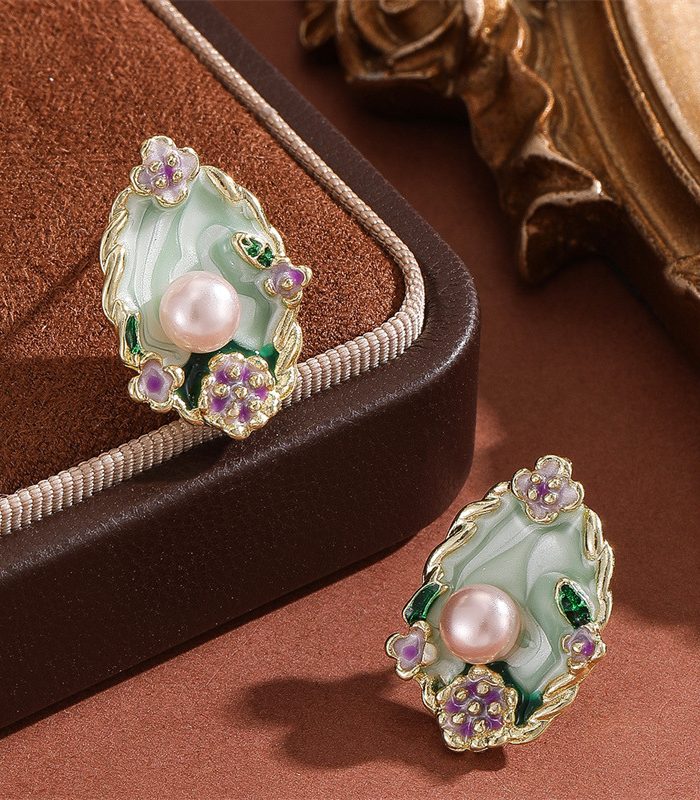 Moonlight Garden Floral Pearl Studs