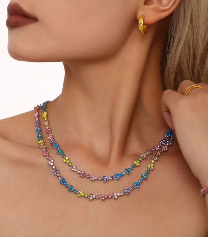 Stellar Glow Floral CZ Necklace